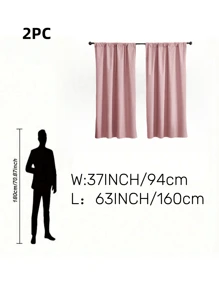 2pcs 100% Blackout Solid Color Curtains, Rod Pocket Hanging Style, Polyester Material With Lining, Darkens Indoor Spaces, Modern Minimalist Design, Suitable For Bedroom, Living Room, Balcony, Study, Garden, Etc. - Pink - View 11