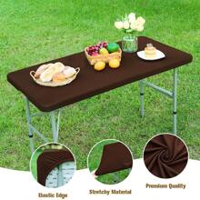 1pc Rectangle Half-Covered Tablecloth, Polyester Washable Wrinkle-Resistant Fitted Table Cover, Suitable For Indoor/Outdoor, Holiday Party, Dining, Banquet - Multicolor - View 38