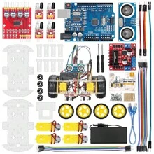 TSCINBUNY Kit inteligente de robot de coche a control remoto de 4 ruedas tipo STEM, para proyecto de robot Arduino UNO R3, kit educativo de programación en C/C++, con manual de instrucciones paso a paso en PDF - Naranja - Ver 2