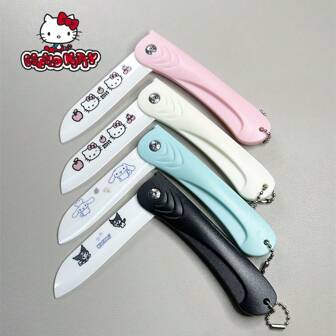 Sanrio 1pc Sanrio Ceramics Folding Home Fruit Knife Kawaii Anime Cartoon Exquisite Travel Household Peeler Food Knife Gift
