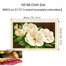 qingfei Blue Fly Precision Cross Stitch Gardenia Bloom, Modern Minimalist Fully Stitched Embroidery Painting Of Peony, Living Room & Bedroom