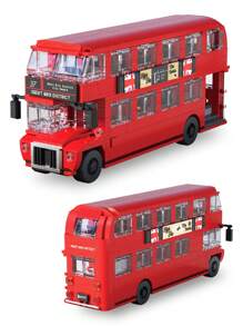 Vintage Stadtbus, Retro Doppeldeckerbus, zusammen setzbares Dekor, Schreibtischzubehör, geeignet für 14+ Jahre, Weihnachts- & Geburtstagsgeschenk