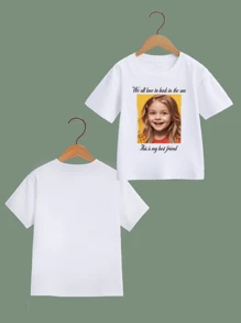 Desain Kustom yang Dipersonalisasi, Teks Kustom, Foto Anak/Hewan Peliharaan/Pemandangan Kustom, Pola Ulang Tahun/Liburan, Seragam Tim/Luar Ruangan/Kelas, Kaos Lengan Pendek Kerah Bulat untuk Anak Perempuan, Hadiah Musiman, Hadiah Ulang Tahun, Kaos Budaya - Putih - View 3