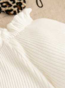 Set da 2 pezzi per bambina in estate: body con volant e bloomer con stampa leopardata