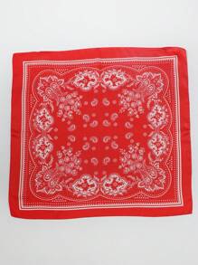 1pc Women Pattern Red Cashew Printed Bandana/Headscarf/Neck Scarf - Red - View 5