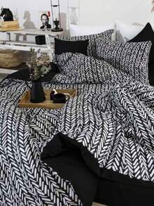 CAQQA 2/3 件套棉质编织羽绒被套 | 羽绒被套和枕套，现代卧室床上用品 - 黑色 - 查看 8