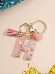 1pc Creative Keychain With 26 English Alphabet, Kids Backpack Accessories, Butterfly Letter Charm Keyring For Girls - Pink - View 24