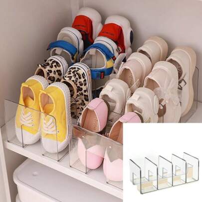 1 pieza de estantería organizadora de zapatos para niños, caja para zapatos, en colores rosa y transparente, adecuada para bebés y niños, fabricada en material ABS, en colores rosa puro y transparente puro, ideal para estanterías de zapatos en habitaciones de bebés, habitaciones infantiles, en el hogar o en entradas al baño