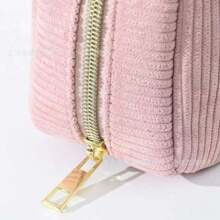 Simple Embroidered Corduroy Handbag, Large Capacity Cosmetic Bag, Women Travel Organizer Pouch