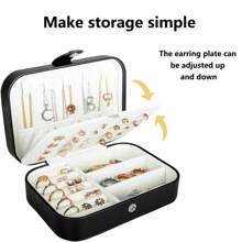 Travel Jewelry Box, PU Leather Small Jewelry Organizer For Women Girls, Portable Mini Travel Case Display Storage Holder Boxes For Stud Earrings, Rings, Necklaces, Bracelets