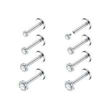 ADYJELY 2件装透明锆石鼻环耳环，G23钛金属材质，低致敏性，16G内螺纹，美杜莎唇环，耳骨耳环，耳垂耳环，耳骨耳环，2mm/3mm/4mm/5mm经典鼻部穿刺饰品，男女通用 - 2pcs/Set - 查看 5