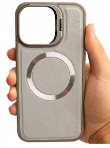 Fashion Luxury Suede Magsafe Premium Velvet Cover Case With Camera Holder For IPhone 11 12 13 14 15 Normal Pro And Pro Max - Gris - Ver 1