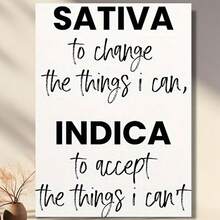 Framed Modern Inspirational  Canvas Print - Sativa & Indica Quote Wall Art,  Typographic Decoration For Living Room, Bedroom, Office - Motivational Cann//Abis Theme Poster Birthday Party Decor, Mother's Day New Year Easter Gift,  Home Living Room Office Wall Decor, Perfect Gift And Wall Decoration - 裱框 - 查看 1