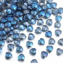 24pcs 8mm Iridescent Glass Crystal Heart-Shaped Beads, Faceted Heart Loose Beads For Necklace, Bracelet, DIY Jewelry Craft, Clothing And Gift Accessory