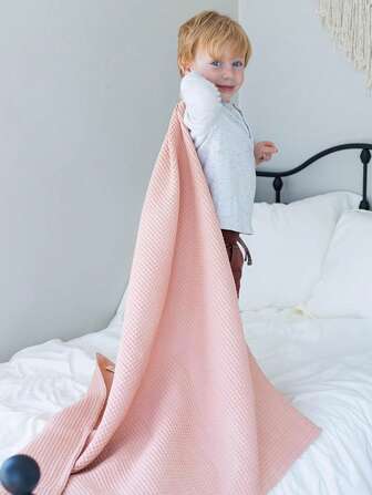 1 件婴儿毯，新生儿襁褓毯，柔软亲肤纯色婴儿车罩