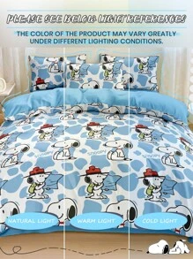 SNOOPY 2/3pcs Snoopy Duvet Cover Set, Snoopy Bedding, Cozy And Anti-Pilling Bedding Set, Soft And Breathable Bedding, Cartoon Style Comforter Cover Set, Fits For Twin Full King Queen All Size Beds, Suitable For All Seasons, Chic Lovely Decorative Comforter Cover Set For Bedroom Dorm, Machine Washable, Back To School Season