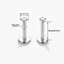 ADYJELY 2件装透明锆石鼻环耳环，G23钛金属材质，低致敏性，16G内螺纹，美杜莎唇环，耳骨耳环，耳垂耳环，耳骨耳环，2mm/3mm/4mm/5mm经典鼻部穿刺饰品，男女通用 - 2pcs/Set - 查看 11