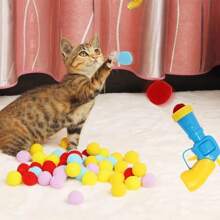 猫狗互动玩具：安静发射球，用于训练和娱乐，毛绒材质，适合所有品种猫的室内娱乐，是一款锻炼猫的玩具，非电动，无需电池，非常适合刺激和玩耍，增加您和您的猫之间的爱和信任。 - 彩色 - 查看 3