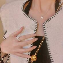 1pc S925 Sterling Silver Dainty Artistic Luxurious Sense Diamond Heart Shape Pendant Necklace