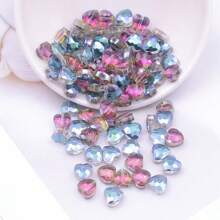 24pcs 8mm Iridescent Glass Crystal Heart-Shaped Beads, Faceted Heart Loose Beads For Necklace, Bracelet, DIY Jewelry Craft, Clothing And Gift Accessory