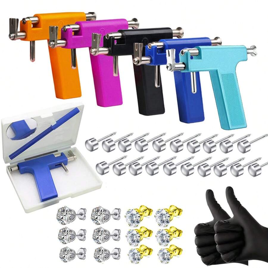 Ear Piercing Gun Kit,Ear Nose Navel Body Hole Piercing Machine, Professional Tool For Salon Home Use