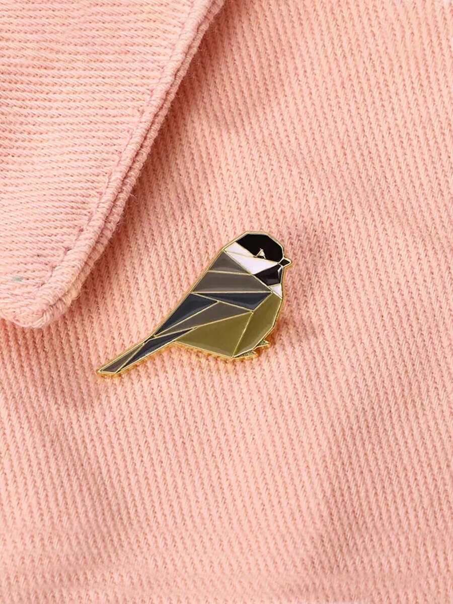 1 pieza de Broche de aleación de zinc con diseño creativo de pájaro y animal en patchwork de prisma