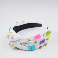 1pc Easter Women's Fabric Headband With Colorful Rabbit & Crystal Knot Decors, Suitable For Everyday Outings,Hairband,Hair Hoop