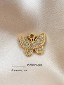 10pcs Diamond Embellished Butterfly Pendant For DIY Earrings, Necklace, Bracelet, Anklet Jewelry Making - Gold - View 5