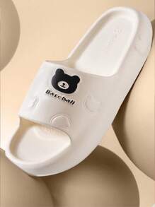 New Arrival Spring/Summer Cartoon Bear EVA Soft Sole Cute Minimalist Couple Slippers, Comfortable Casual Wear, Anti-Odor Anti-Slip Beach/Bathroom Sandals - White - View 4