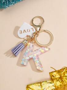 1 件创意 26 个字母钥匙扣，儿童背包配件，蝴蝶字母吊坠钥匙扣，适合女孩
