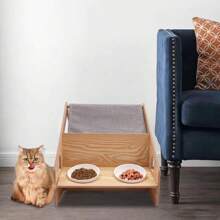 Rainaut Cat House For Indoor Cats - Wood Pet House Cat Cave With Mat, Cat Condo, Cat Stool, Pet Bed, Storage Ottoman Foot Rest Stool With Cushion, Cube House, 58*41*40cm/22.8*16.1*15.7inch - Log Color - 查看 2