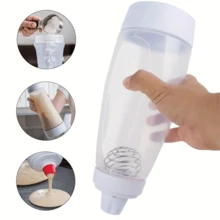 1pc Pancake Batter Dispenser Bottle With Whisk Ball And Steel Wire Blender, Ideal For Baking Pancake, Cupcake, Muffin, Crepe, Etc., White - Multicolor - View 4