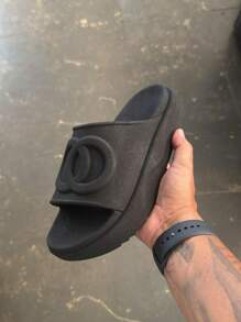 Women's Cloud Flat Slide Flip Flops, Light And Comfortable - 黑色 - 查看 2