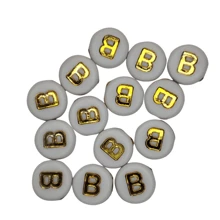 200 Separate Letter Beads A To Z Alphabet Vowel Consonant Bead Jewelry Crafts - White and Gold - View 5