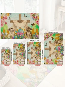 1 pieza Alfombra de interior con fondo beige, rejilla vertical, tema de Pascua, felpudo creativo de entrada, decoración del hogar, alfombra antideslizante para piso, accesorios de dormitorio, accesorios fotográficos, decoración exterior, manta, alfombra de área, regalo - Multicolor - Ver 3