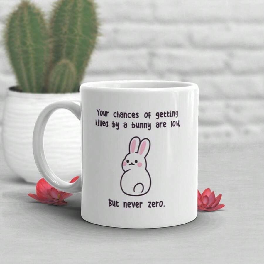 Rabbit Coffee Mug, Cute Bunny Gift, Pet Rabbit Lover, Funny Gift For Her, Him, White Rabbit, Rabbit Mom, Rabbit Dad Easter, Meme - White - View 1