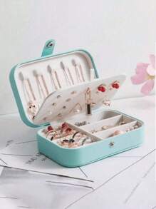 1 件便携式旅行珠宝收纳盒，珠宝展示盒，PU 皮革珠宝盒，大容量，可容纳珠宝、戒指、项链、耳环、手镯、化妆品 - 多色 - 查看 16