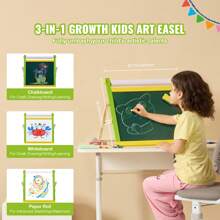Easel Accessory Set, 32 PCS Kid's Art Easel Painting Kit Including Chalks, Dry-Erase Markers & Paper Rolls Or Magnetic Whiteboard, Chalkboard, Paper Roll, Supplies Set For Standing Or Tabletop Art Easel, Painting Accessories  Or Foldable Portable Drawing Board For Toddlers Boys And Girls - Desktop,3.97 lbs - 查看 2