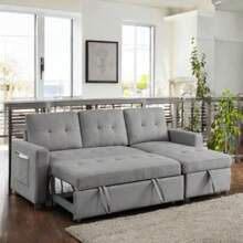 MH 78.5" Reversible Sectional Couch With Sleeper Sofa Bed, Ideal For Small Space Living Rooms. Features Storage Chaise & Side Storage Bag, Perfect For Compact Apartments, Studios. Comfortable, Space - Saving, And Functional For Modern Living!