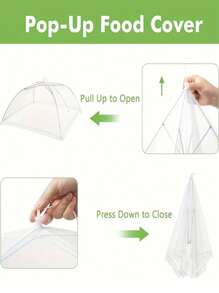 1pc White Portable Foldable Mesh Food Cover - White, Anti-Insect And Dustproof, Suitable For Picnic And Travel