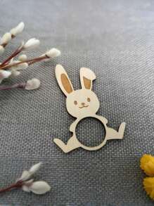 12pcs/Set Rabbit Napkin Rings - A Set Of 12 Easter Napkin Rings, Rabbit Shaped Napkin Rings, Cute Wooden Easter Table Decor, Happy Easter - Multicolor - View 6
