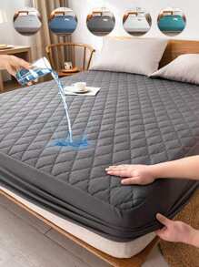 1 件防水绗缝床垫保护套套装，适用于大号床和特大号床，柔软、防尘、可机洗、可拆卸 - 深灰色 - 查看 9