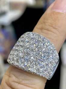 1 件经典方晶锆石戒指，适合女士，适合情人节礼物，结婚周年纪念派对珠宝 - 1# - 查看 5