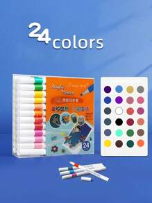 12/24/48/60 色丙烯酸颜料套装，带记号笔，水性油画颜料，适用于岩石、玻璃、复活节彩蛋、木材、织物和大多数表面上的 DIY 绘画，无味且可清洗