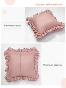 1 件浪漫法式荷叶边枕套（不含枕芯），精致浪漫的装饰抱枕套，适用于卧室、宿舍、沙发和休闲椅。 - 粉色 - 查看 5