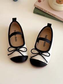 1 双女孩蝴蝶结设计简约时尚优雅平底鞋，适合夏季 - 黑色 - 查看 4
