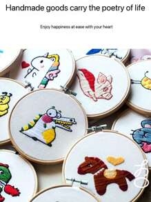1 pièce - Matériel de DIY de broderie licorne - Cadeaux parfaits pour les enfants lors de diverses fêtes - Vêtements à broder soi-même simples et tridimensionnels, cadeaux pour la fête des enseignants