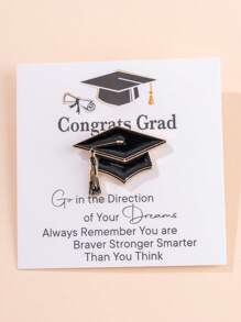 1 Pc Creative Zinc Alloy Oil Drop Doctor Hat Brooch, Gift Box Packaging, Graduation Gift - Black - View 6