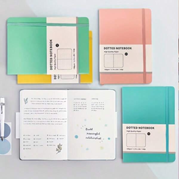 Macaron Color Hardcover Binding Notebook, Dot Matrix Solid Color Notebook, Suitable For Both Male And Female Students, Suitable For Daily Writing And Office Note Taking,School Supplies,Back To School
