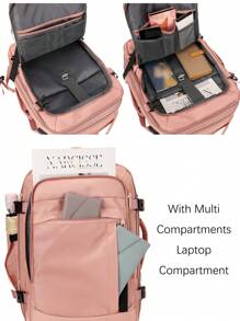 1 pieza Mochila de viaje de moda con diseño de correa para equipaje. Se puede aumentar la capacidad y abrir por completo. Bolsa de trabajo minimalista y portátil con múltiples compartimentos. Mochila escolar personalizada